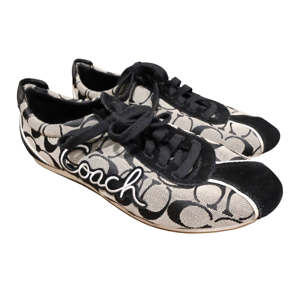 Coach Black Signature Canvas Lace-Up Sneakers